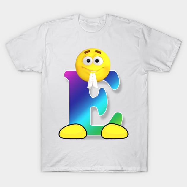 Letter E Alphabet Smiley Monogram Face Emoji Shirt for Men Women Kids T-Shirt by PatrioTEEism